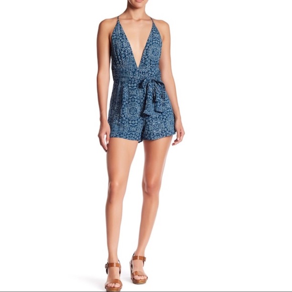 Honey Belle Pants - NWT Honey Belle Deep V-Neck Printed Romper